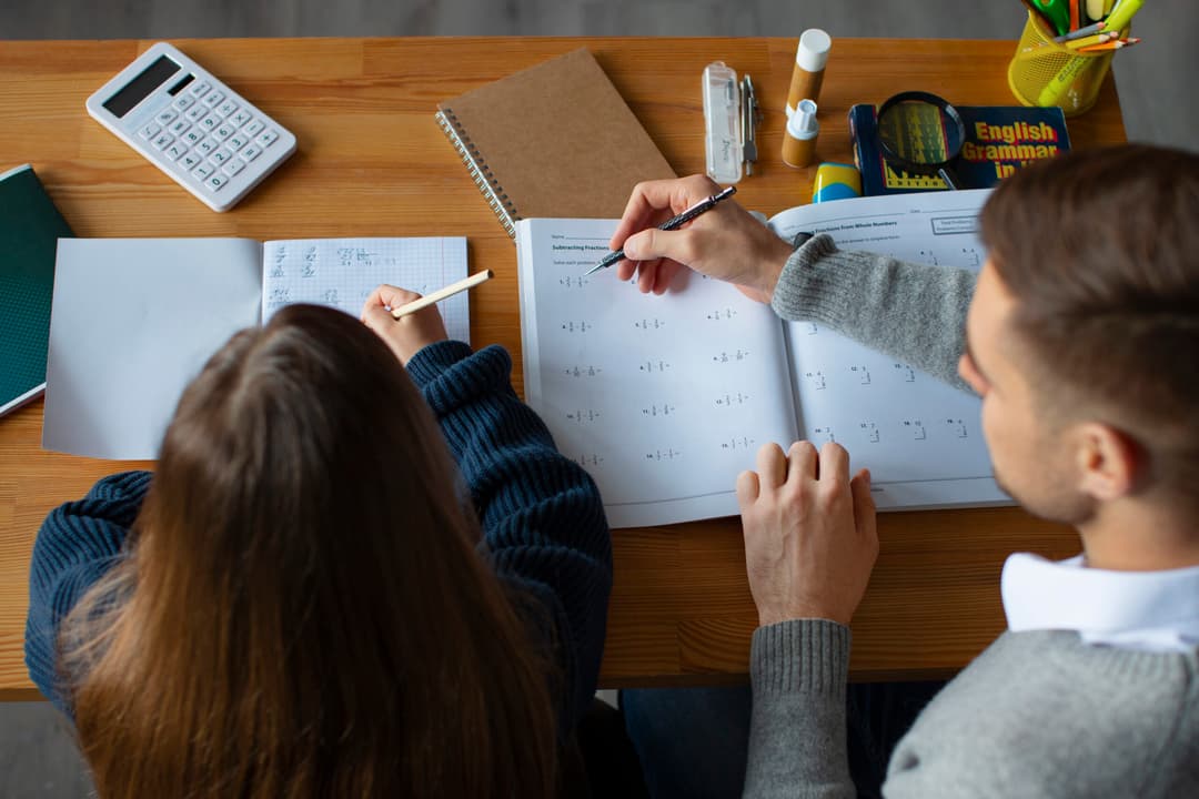 Students studying mathematics